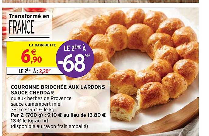 couronne briochée aux lardons sauce cheddar