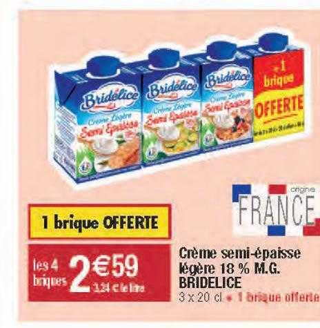 crème semi-épaisse légère 18% m.g. bridélice