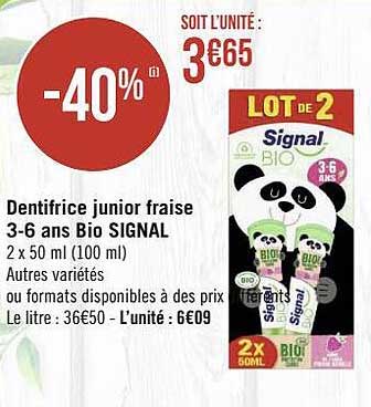 dentifrice junior fraise 3-6 ans bio signal