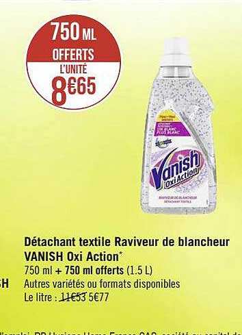 détachant textile raviveur de blancheur vanish oxi action