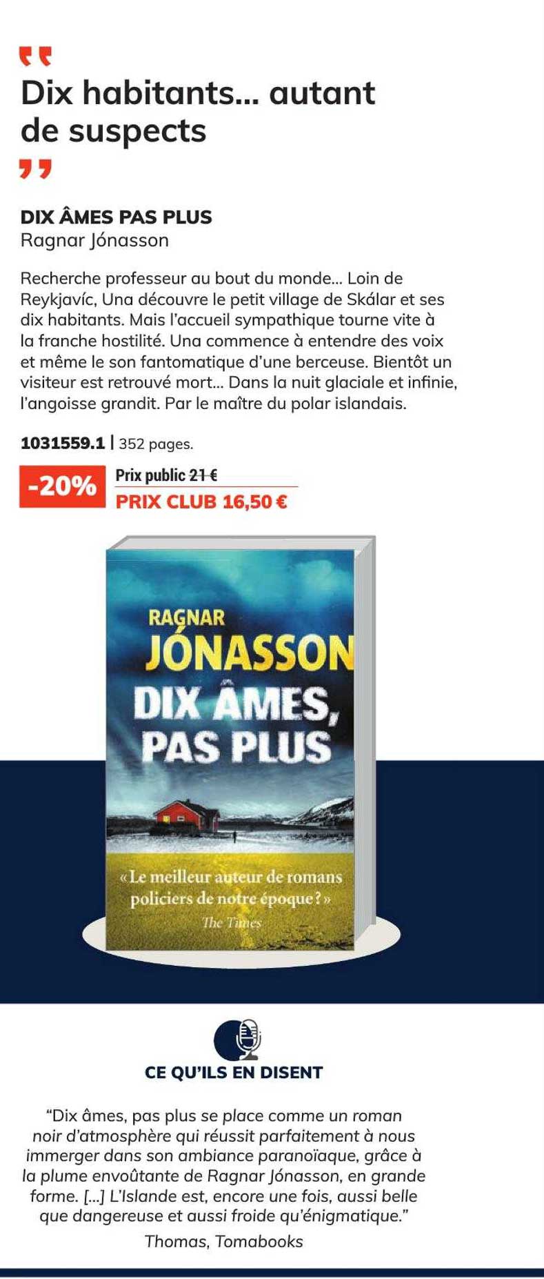 dix âmes pas plus - ragnar jónasson