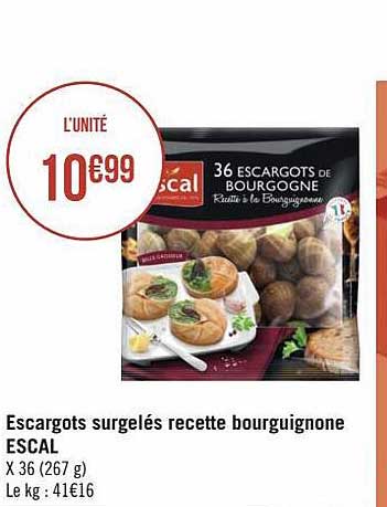 Escargots Surgelés Recette Bourguignonne Escal