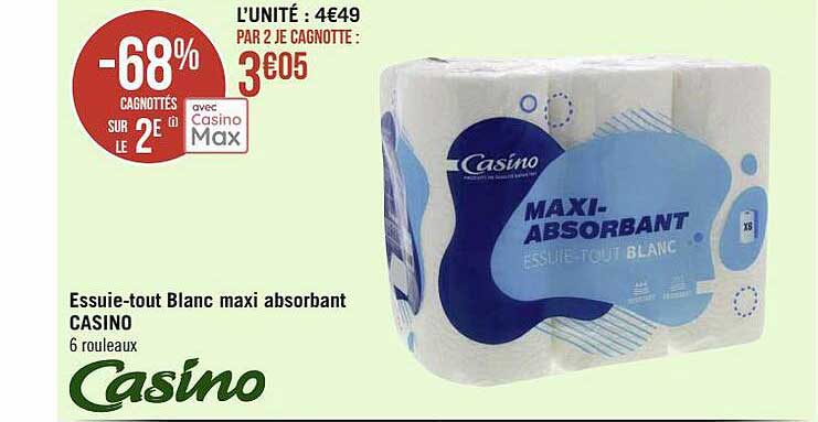 essuie-tout blanc maxi absorbant casino