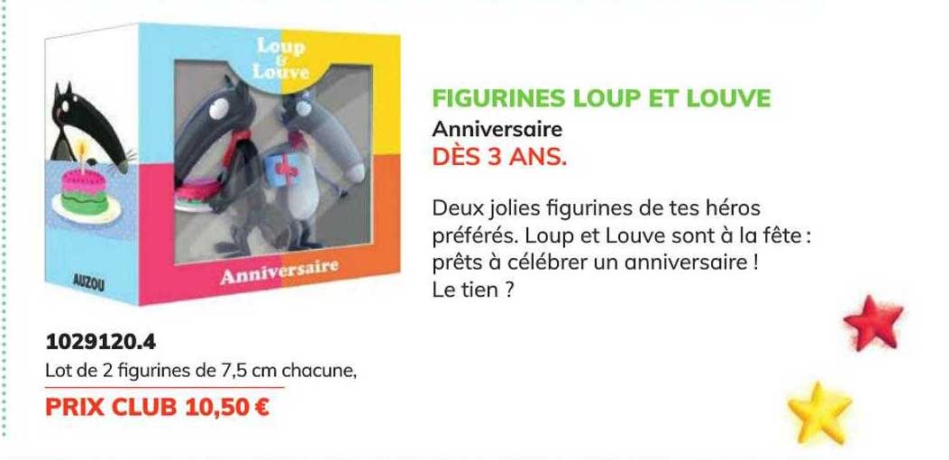figurines loup et louve anniversaire