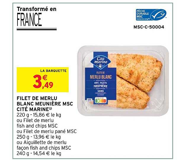 filet de merlu blanc meunière msc cité marine