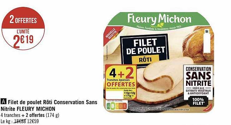 filet de poulet rôti conservation sans nitrite fleury michon