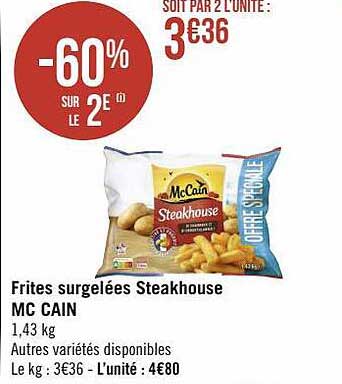 frites surgelées steakhouse mc cain