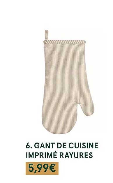 gant de cuisine imprimé rayures