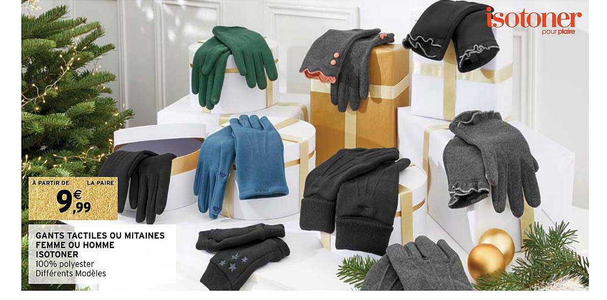 gants tactiles ou mitaines femme ou homme isotoner