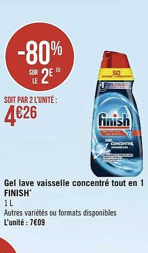 gel lave vaisselle concentré tout en 1 finish