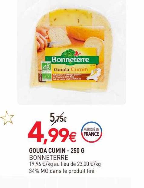 gouda cumin bonne terre - 250 g