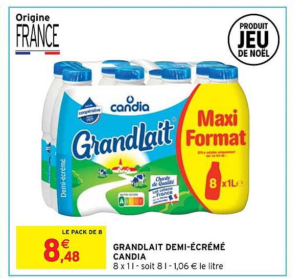 grandlait demi-écrémé candia