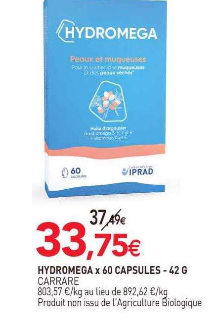 hydromega x 60 capsules carrare - 42 g