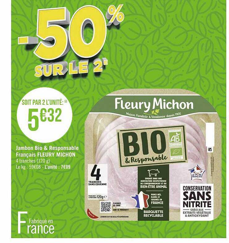 jambon bio & responsable français fleury michon