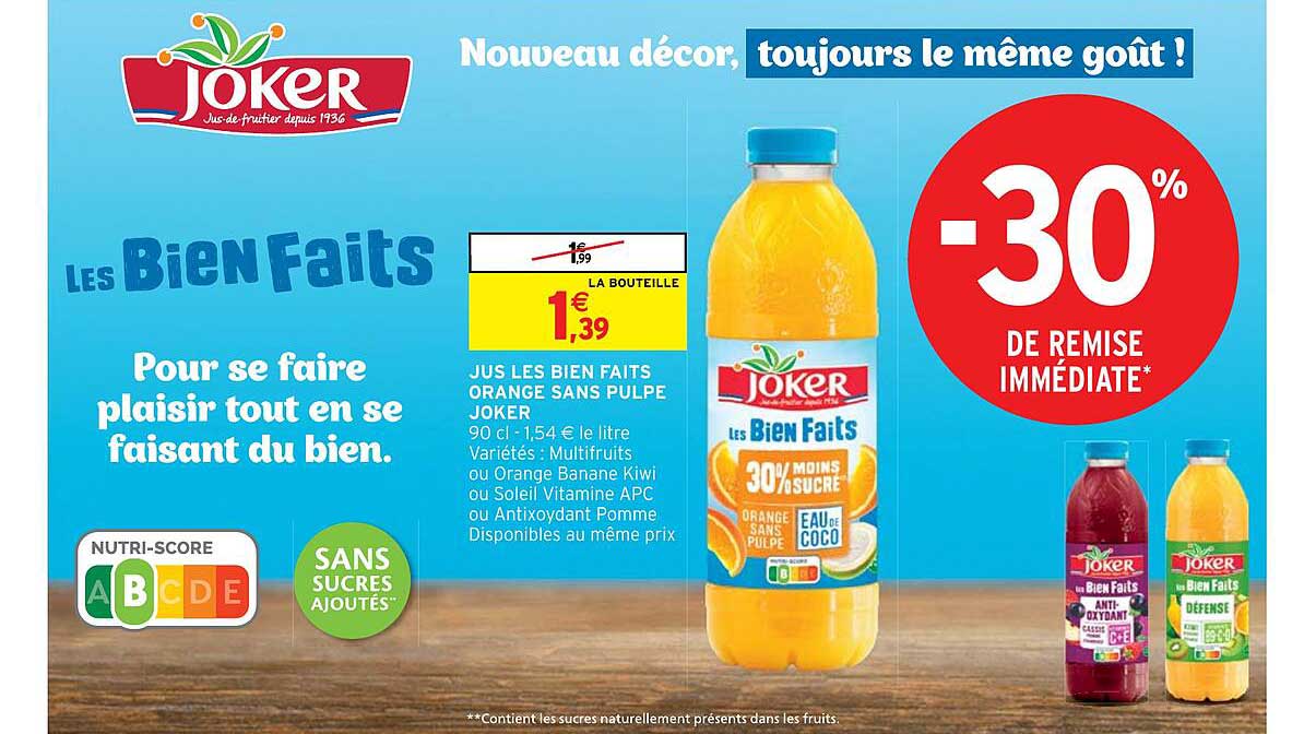 jus les bien faits orange sans pulpe joker