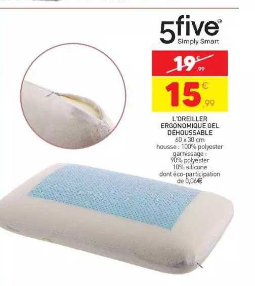 l'oreiller ergonomique gel déhoussable 5five
