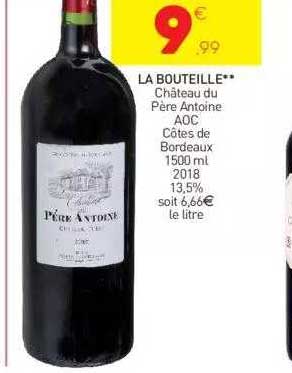 la bouteille château du père antoine aoc côtes de bordeaux 2018