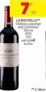 la bouteille château lagrange aoc st émilion