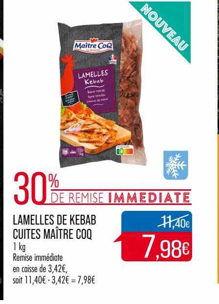lamelles de kebab cuites maître coq