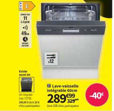 lave-vaisselle intégrable 60 cm
