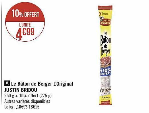 le bâton de berger l'original justin bridou