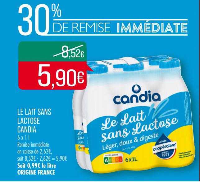 le lait sans lactose candia