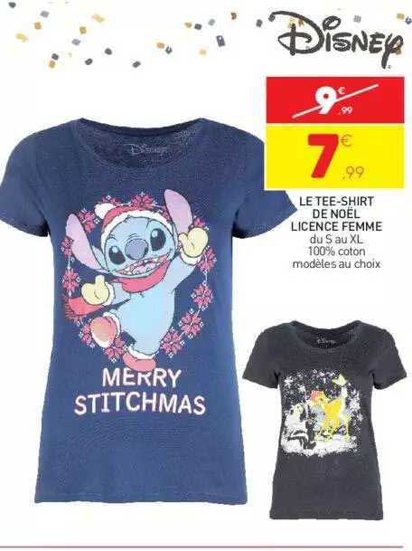 le tee-shirt de noël licence femme disney