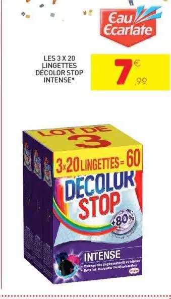 Les 3 X 20 Lingettes Décolor Stop Intense Eau Ecarlate