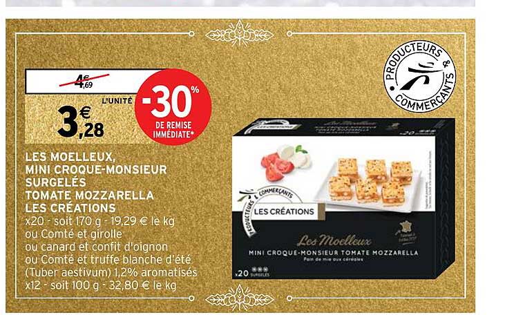 les moelleux, mini croque-monsieur surgelés tomate mozzarella les créations