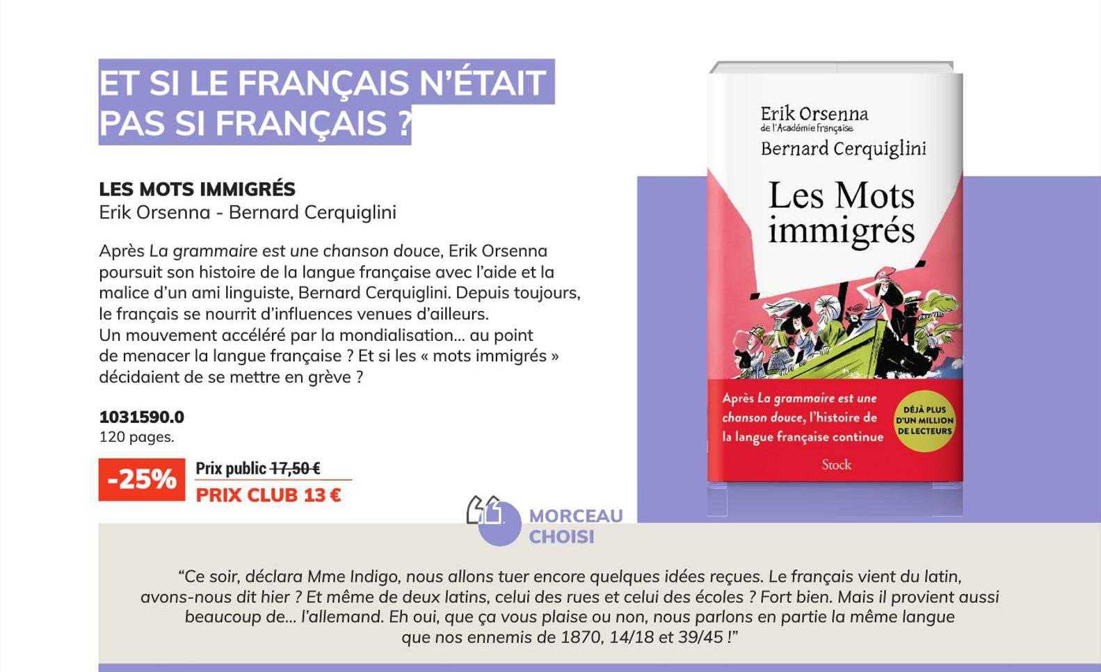 les mots immigrés - erik orsenna - bernard cerquiglini