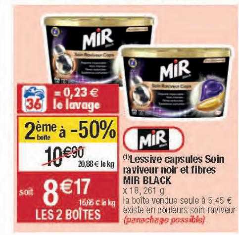 lessive capsules soin raviveur noir et fibres mir black