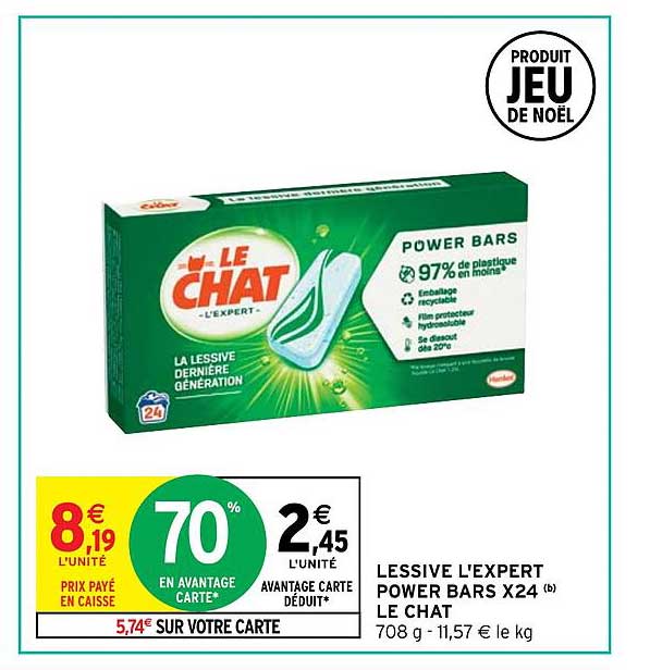 lessive l'expert power bars x24 le chat