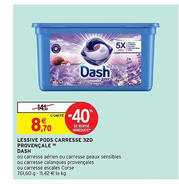 lessive pods carresse 32d provençale dash