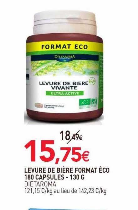 levure de bière format éco 180 capsules dietaroma - 130 g