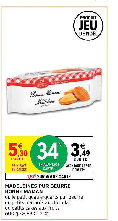 madeleines pur beurre bonne maman
