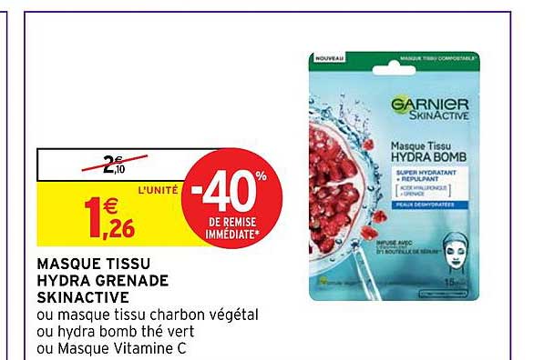 masque tissu hydra grenade skinactive