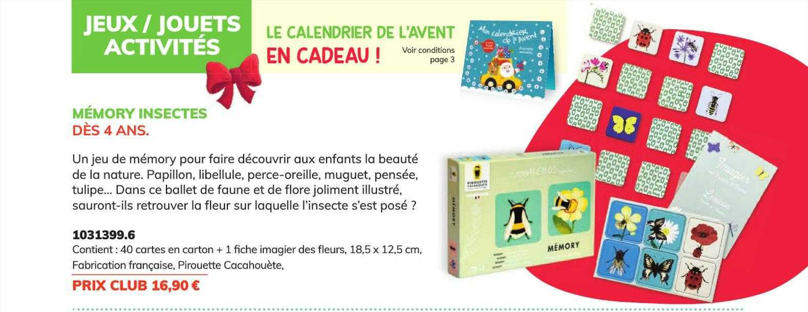 mémory insectes, le calendrier de l'avent en cadeau !