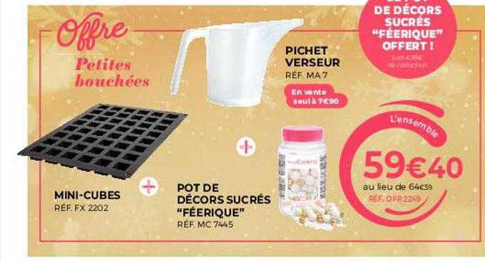 mini-cubes + pot de décors sucrés "féerique" + pichet verseur