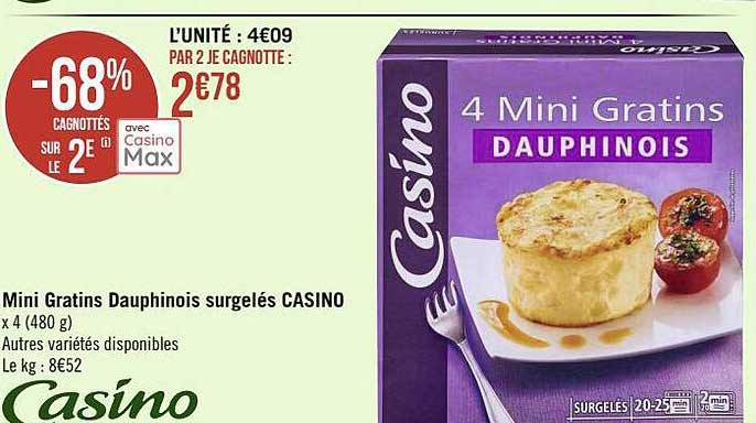 mini gratins dauphinois surgelés casino