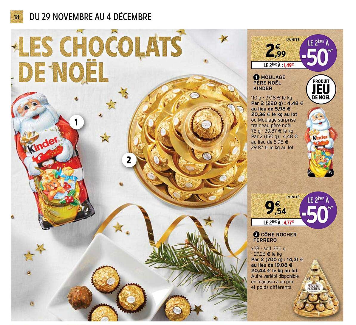 moulage père noël kinder, cône rocher ferrero