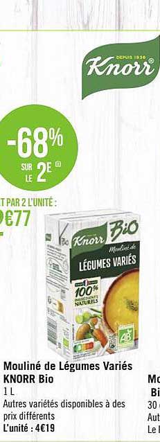mouliné de légumes variés knorr bio