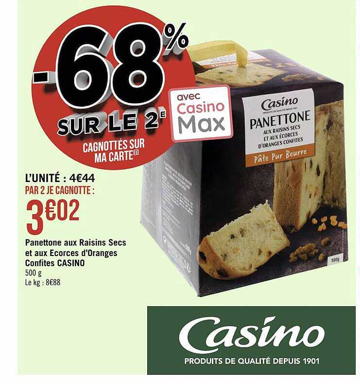 panettone aux raisins secs et aux écorces d'oranges confites casino