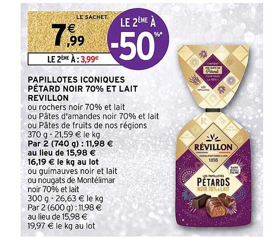 papillotes iconiques pétard noir 70% et lait révillon