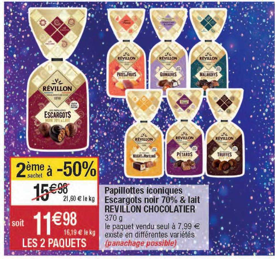 papillottes iconiques escargots noir 70%  & lait révillon chocolatier