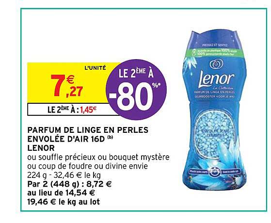 parfum de linge en perles envolée d'air 15d lenor