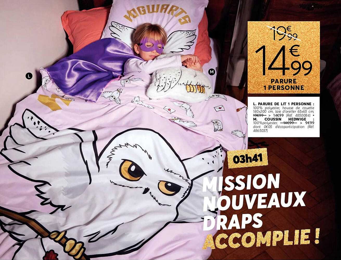 parure 1 personne, coussin hedwige
