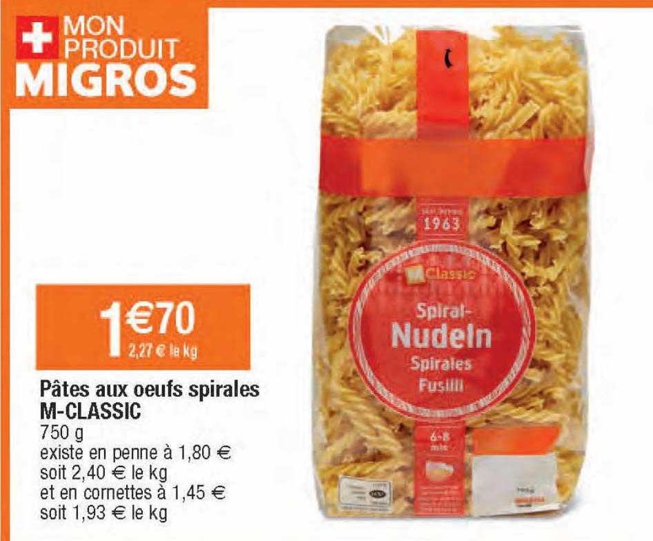 pâtes aux oeufs spirales m-classic
