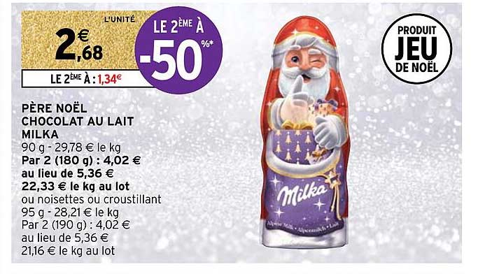 père noël chocolat au lait milka