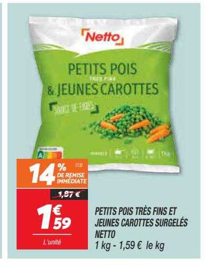petits pois très fins et jeunes carottes surgelés netto