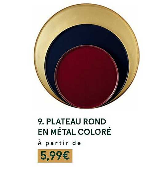 plateau rond en métal coloré